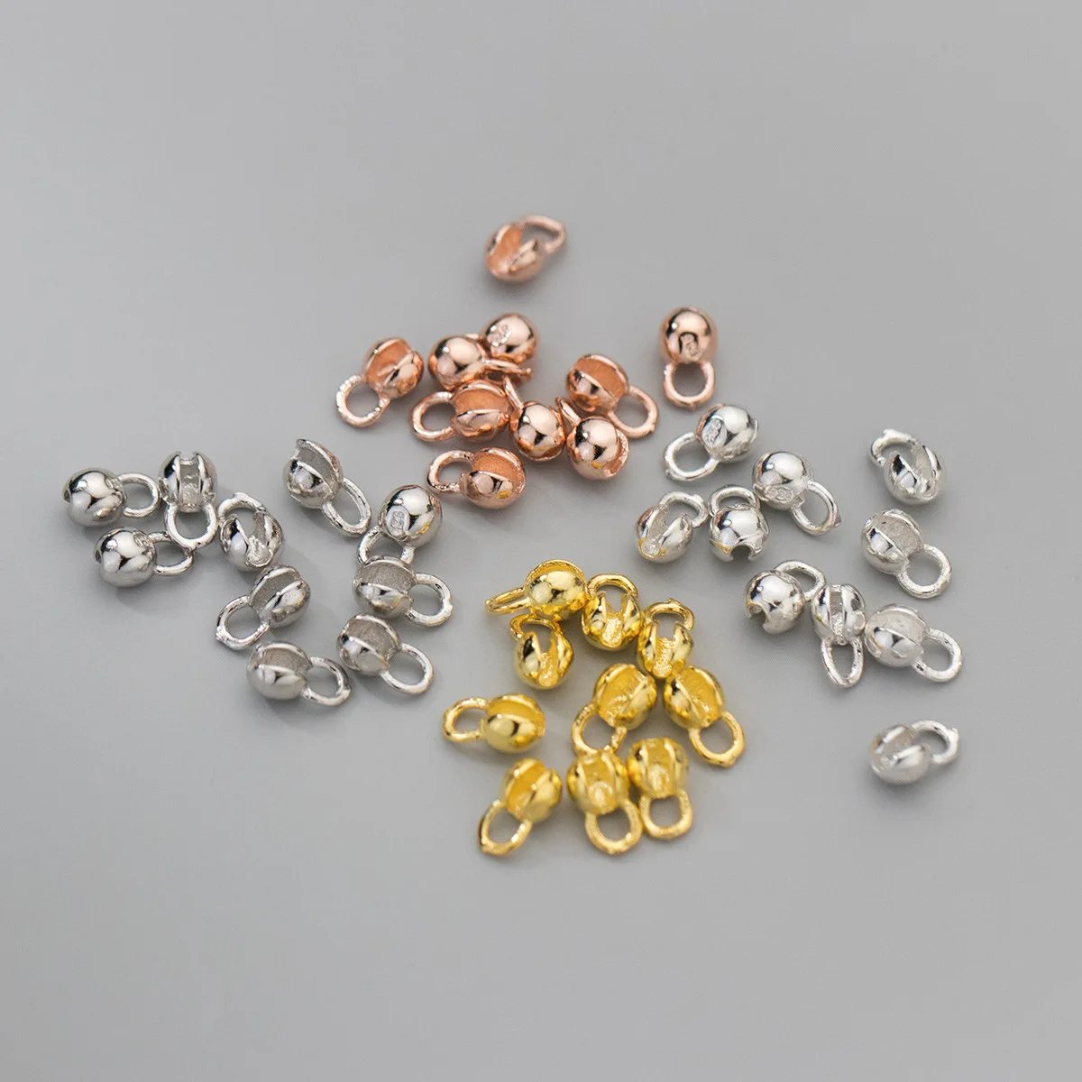 2pcs/lot 100% 925 Sterling Silver Crimp Beads End Caps Fit 3mm 3.5mm 4.5mm Leather Cords Clasp Connectors DIY Jewelry Making