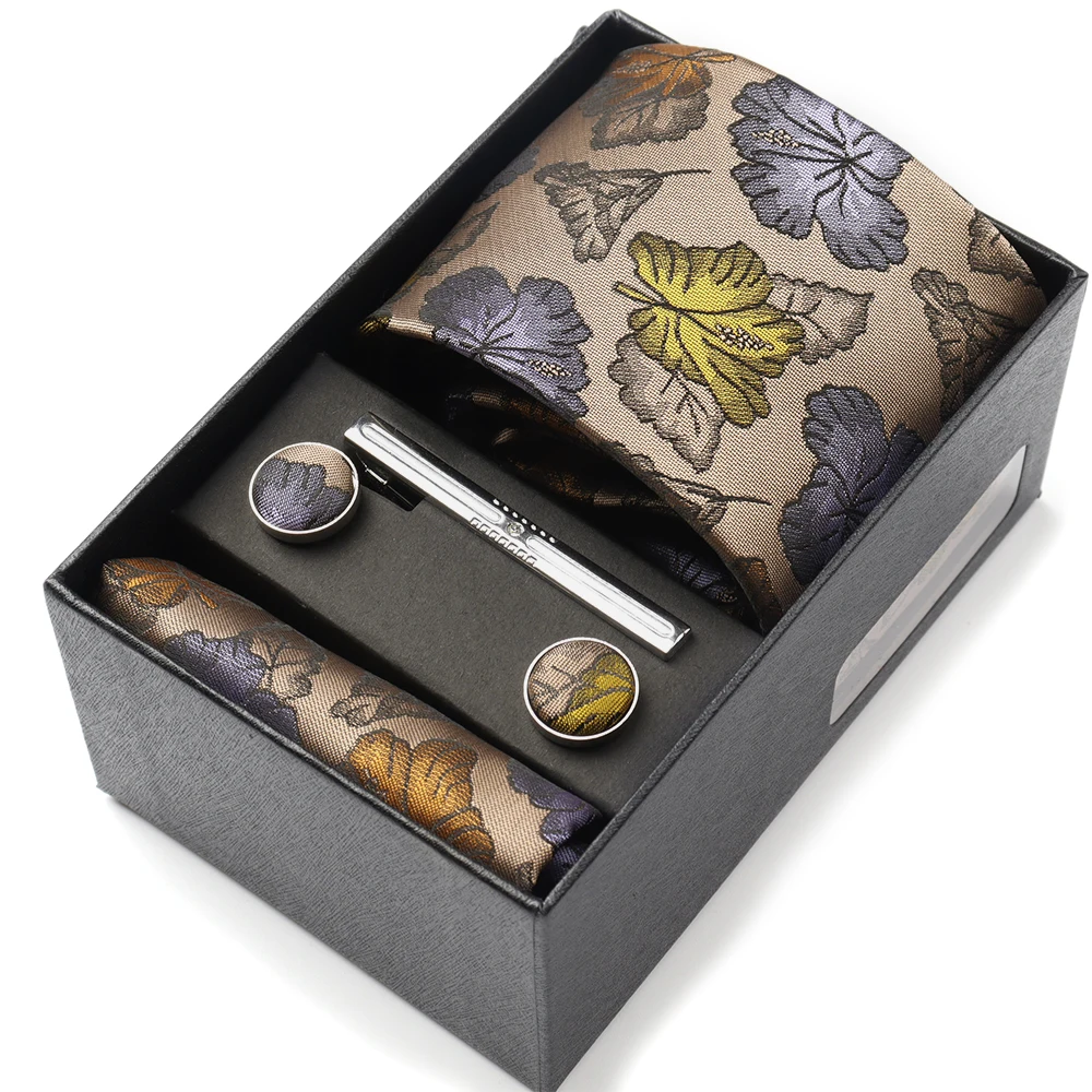 Pocket Square Cufflinks Set Tie Set Box for Men, Gift Box