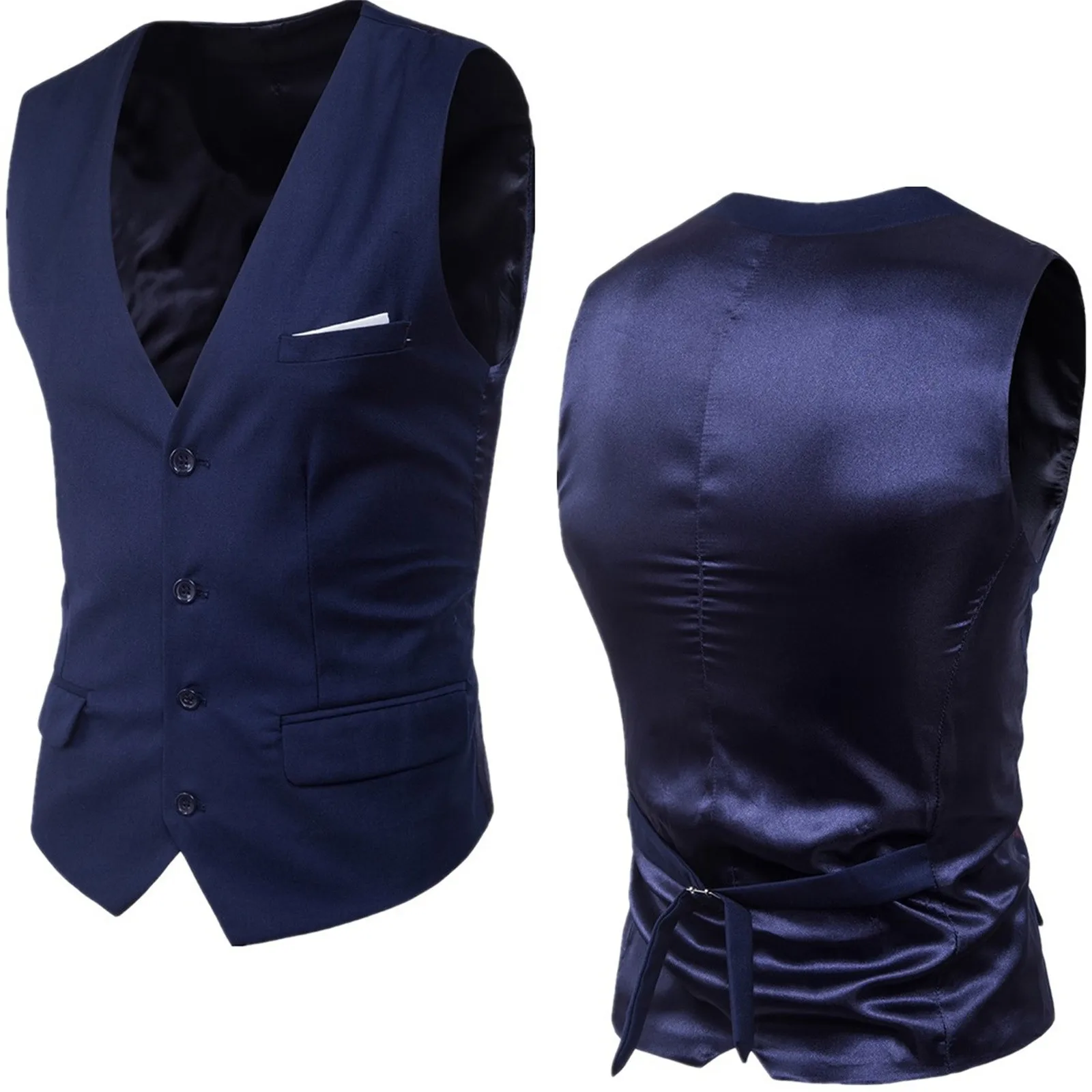 

High Quality Dress Vests For Men Slim Fit Men's Suit Vest Male Waistcoat Gilet Homme Casual Sleeveless Formal Business Jacket