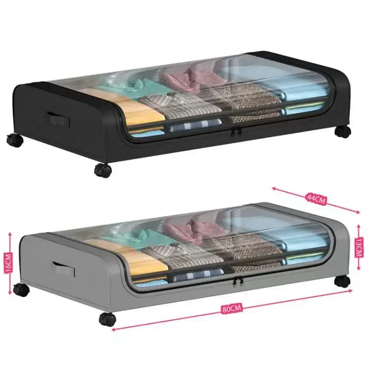 

Пылезащитный контейнер для хранения под кроватью Amazon с выдвижной тележкой, простой органайзер для одежды и обуви