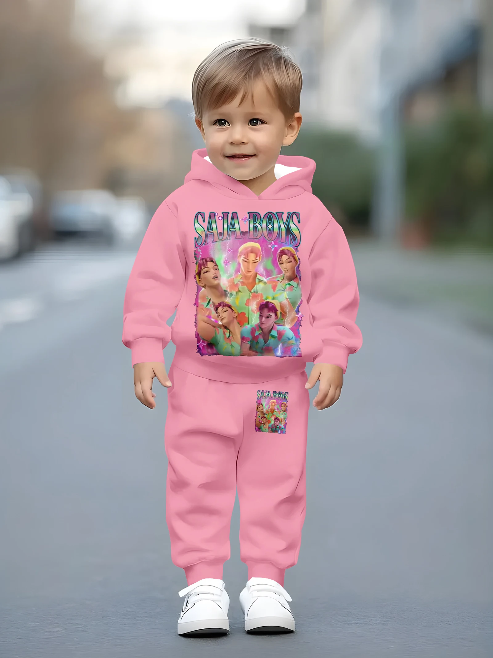 مجموعة K-POP الكرتونية المطبوعة - طقم سترة وسراويل رياضية للأطفال مكون من قطعتين، ملابس أطفال عصرية للأطفال الرضع #1