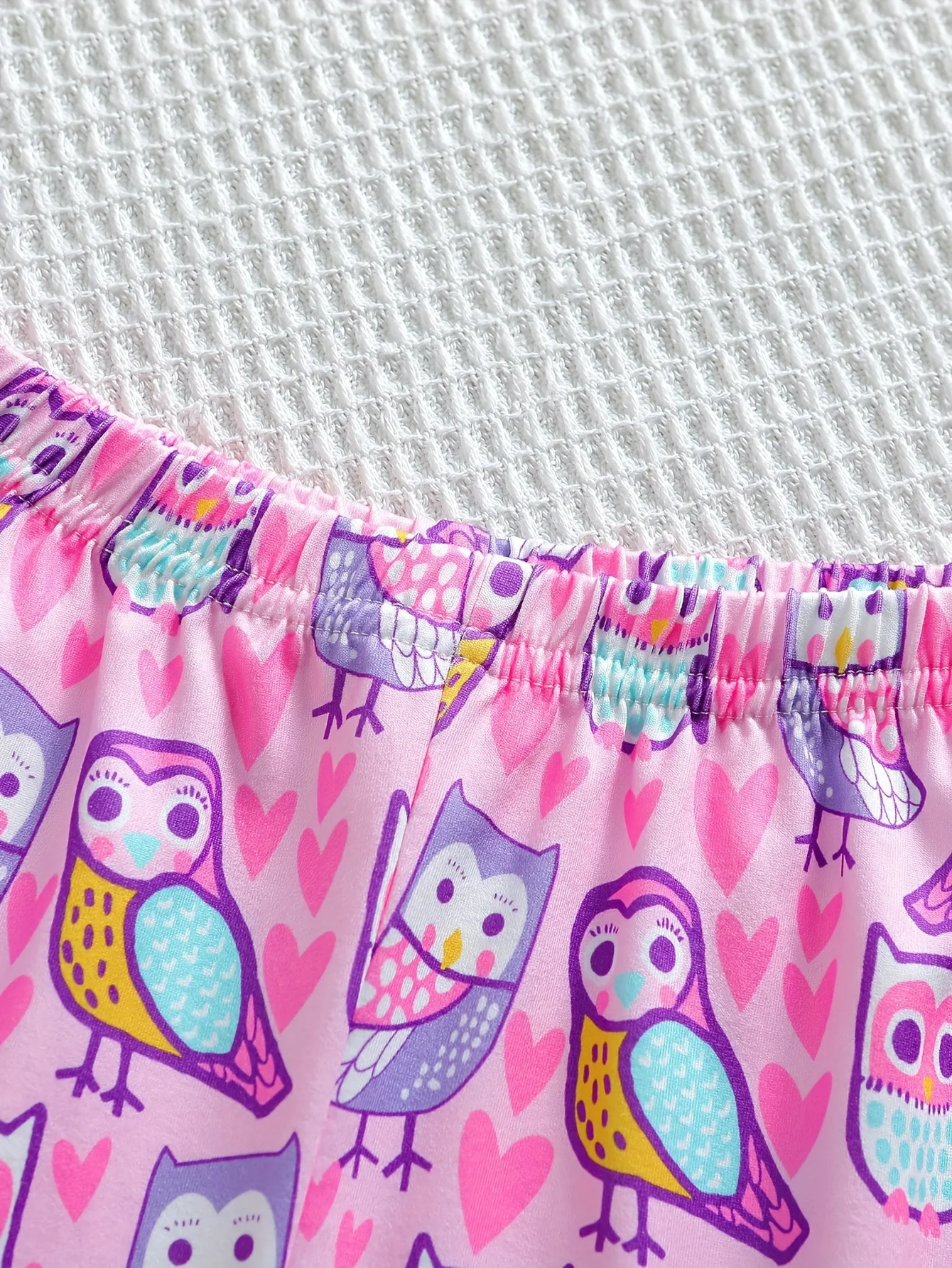 Little Girl Owl Print Short-sleeved Turtleneck and Owl Full-printed Pants and an Owl Full-printed Owl Dress 3-piece Sisterhood H