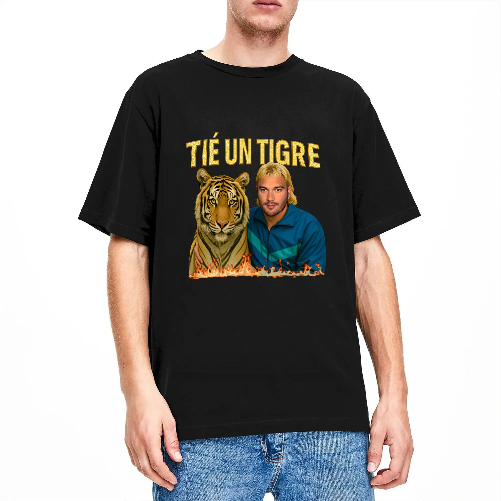 Men Women T Shirt Jul 'Tu es un tigre  T-Shirts Hip Hop  Summer Tees Vintage Cotton Tops Plus Size