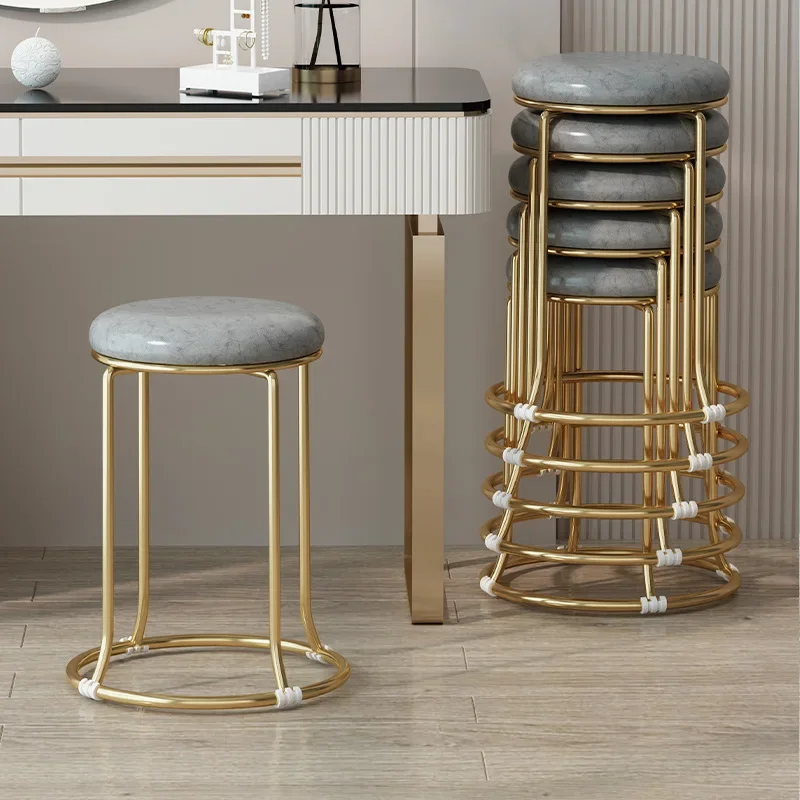 

Household Stackable Stools, Simple and Fashionable Steel Stools, Thickened Plastic High Stools, Dining Table Benches, Round Stoo