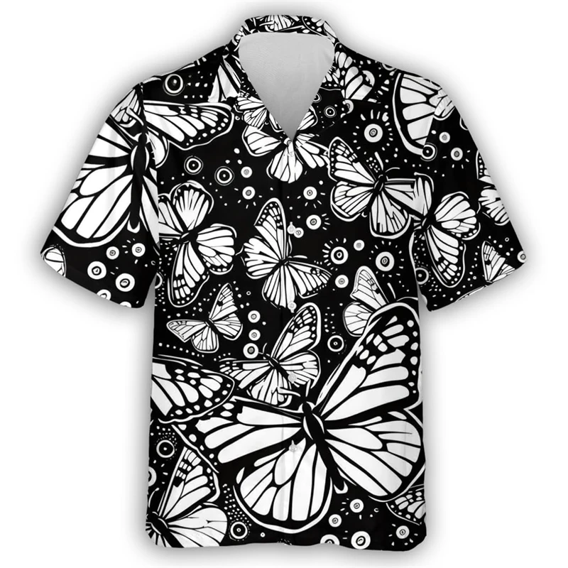 Beautiful Butterfly 3D Print Boy Blouses Hawaii Animal Graphic Short Sleeve For Women Streetwear Men Beach Shirts Female Blouses