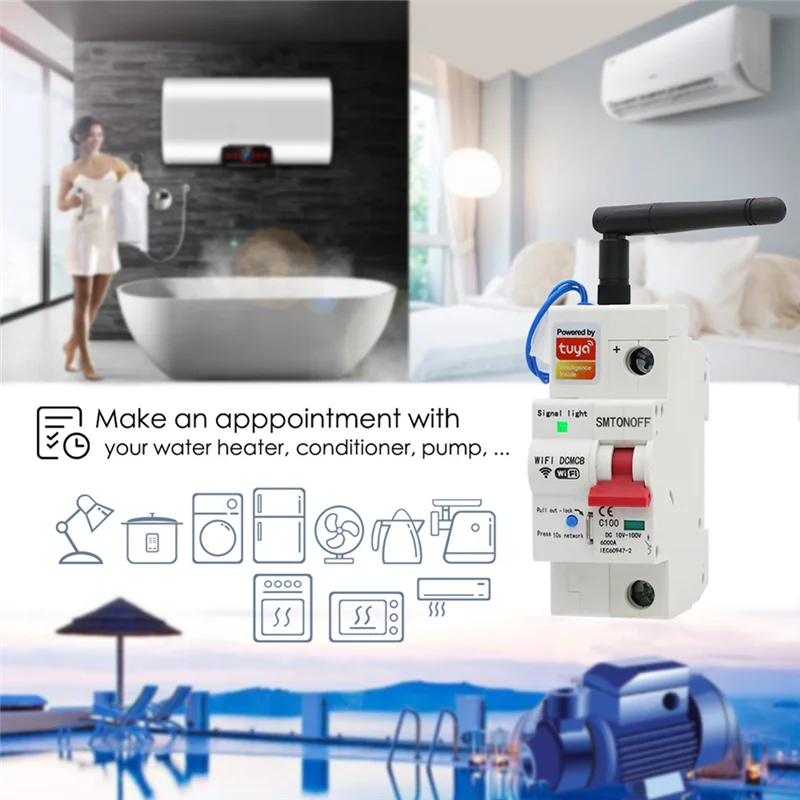 SQPP-Tuya スマートライフ Wifi DC スマートサーキットブレーカー 12V 24V 48V 過負荷短絡保護 Alexa Google ホーム用