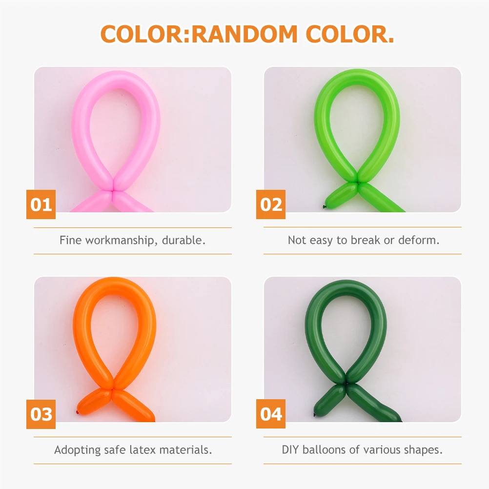 

200 Pcs Long Balloons Fluorescent Prop DIY Party Supplies Color Twisting Animal