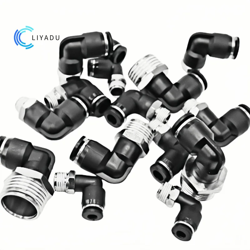 

PL4-01 6-02 8-03 Пневматический быстроразъемный коленчатый фитинг - 1/8 1/4 3/8 1/2 bspt Черный - Нажмите для подключения воздушного шланга, медной трубы