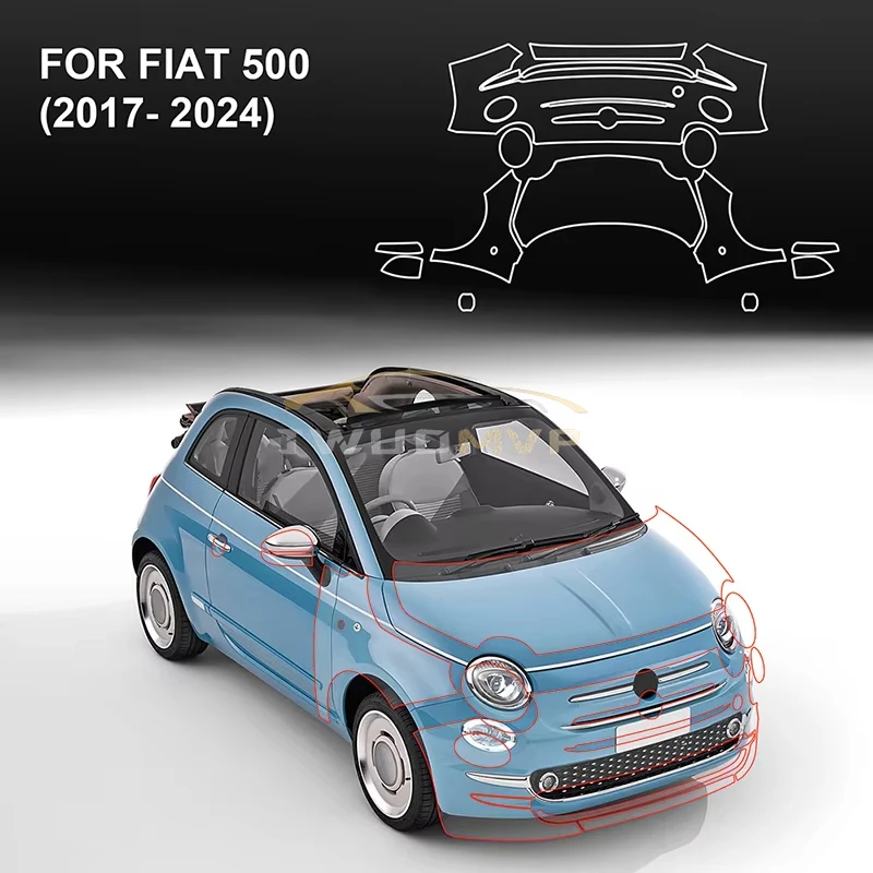 

TPU Invisible Transparent Car Bumper Paint Protection Film for FIAT 500 2017-2024 Accessories Clear Bra PPF Decal Kit