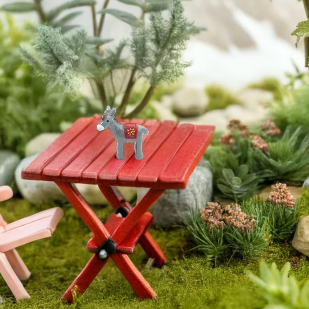 

Miniature Donkey Decoration Garden Tiny Statues Model Olive Green Resin Animal Ornament