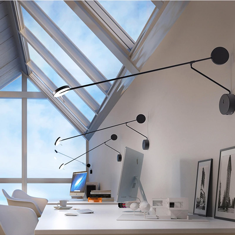 Modern Picture Wall Light Italian Invisible LED Wall Reading Light For Bed Bedroom Living Room Office Black Long Arm Wall Lamp