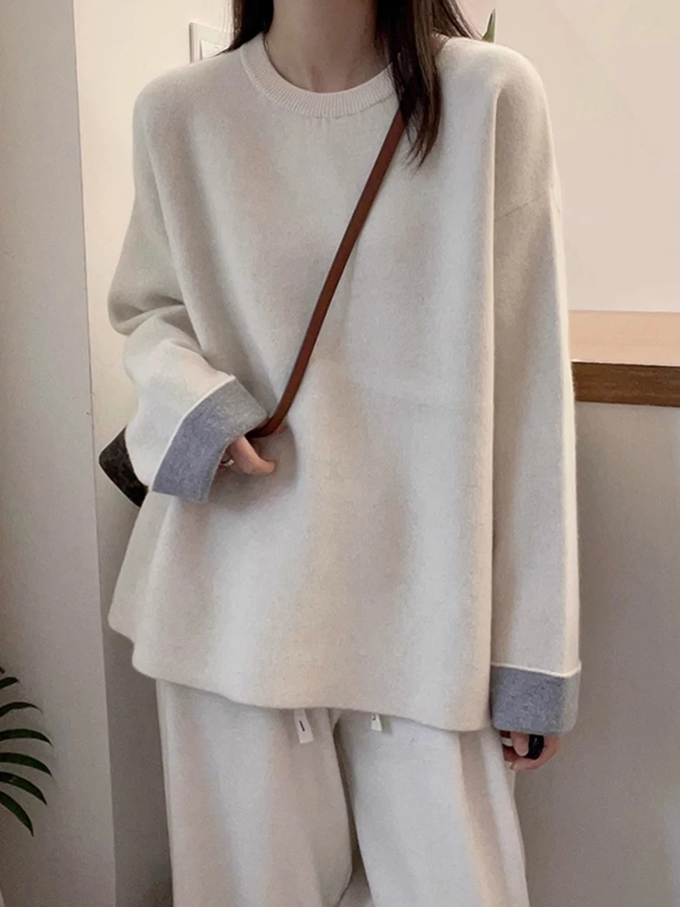 Coréen Sle paresseux Long Sve Camere pull automne hiver ample coupe ajustée haut tricoté mode européenne décontracté rond Ne