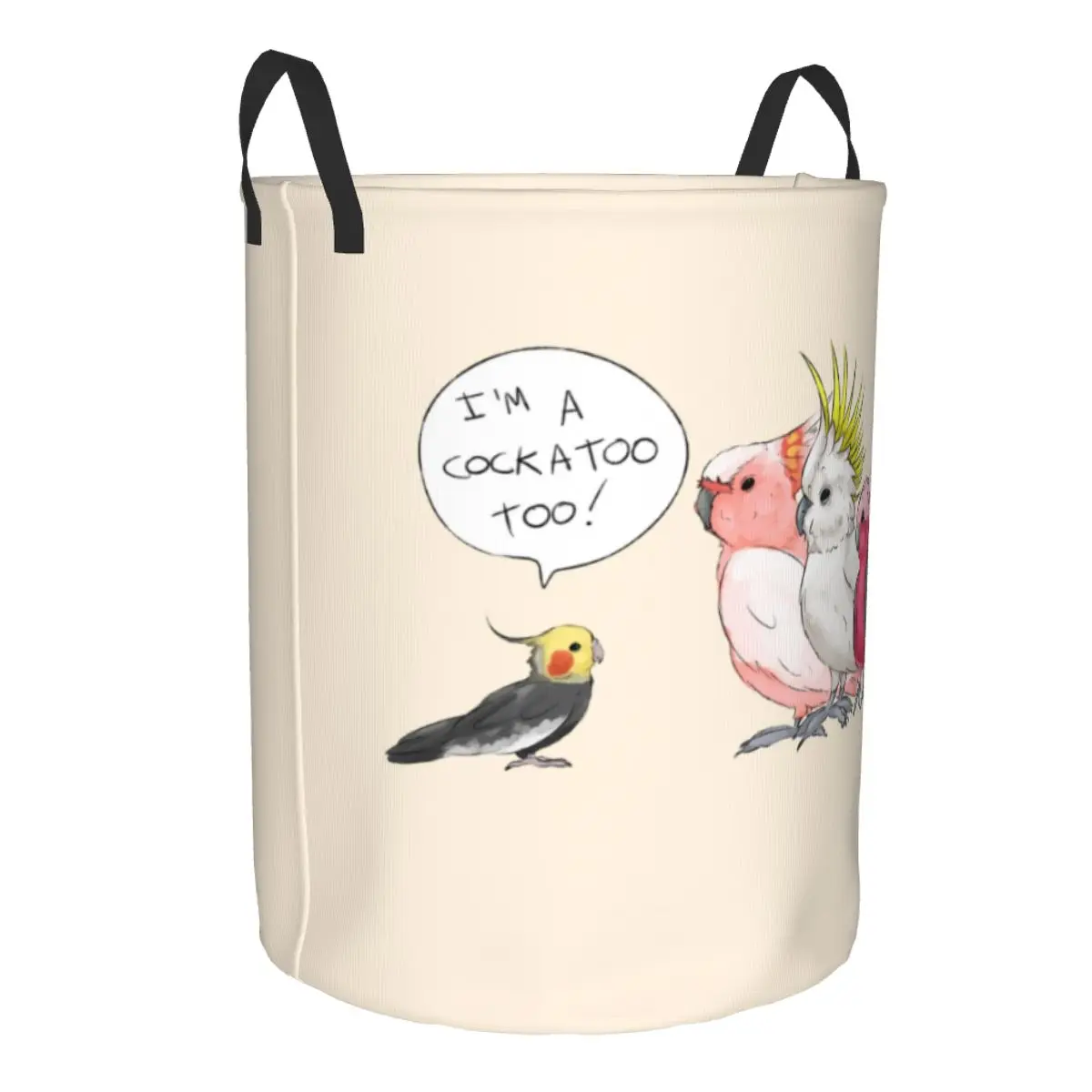 Custom Funny Cockatoo Cockatiel Laundry Basket Foldable Large Clothes Storage Bin Parrot Birds Baby Hamper