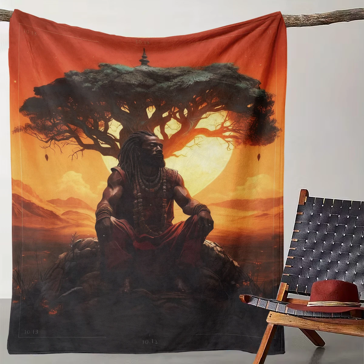 

1 African Tribal Style Sunset Ancient Tree Blanket, Mysterious Exotic Style Home Decoration Blanket