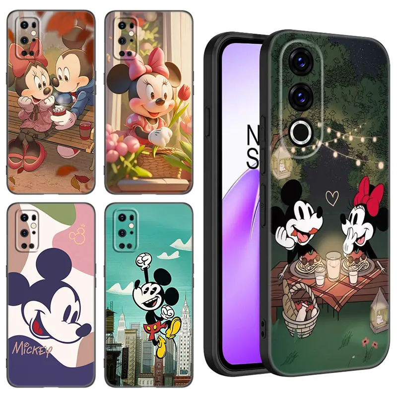 M-Mickey Mouse Black Silicone Phone Case For OnePlus 10R 11R 12R ACE 2 3 Pro 2V 3V Nord CE 2 3 4 Lite N10 N20 N30 SE 5G