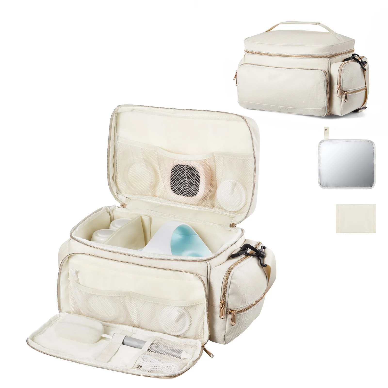 

SucceBuy Breast Pump Bag Breast Feeding Bag with Waterproof Mat Portable Pump Carrying Case for Work Travel & Family Use