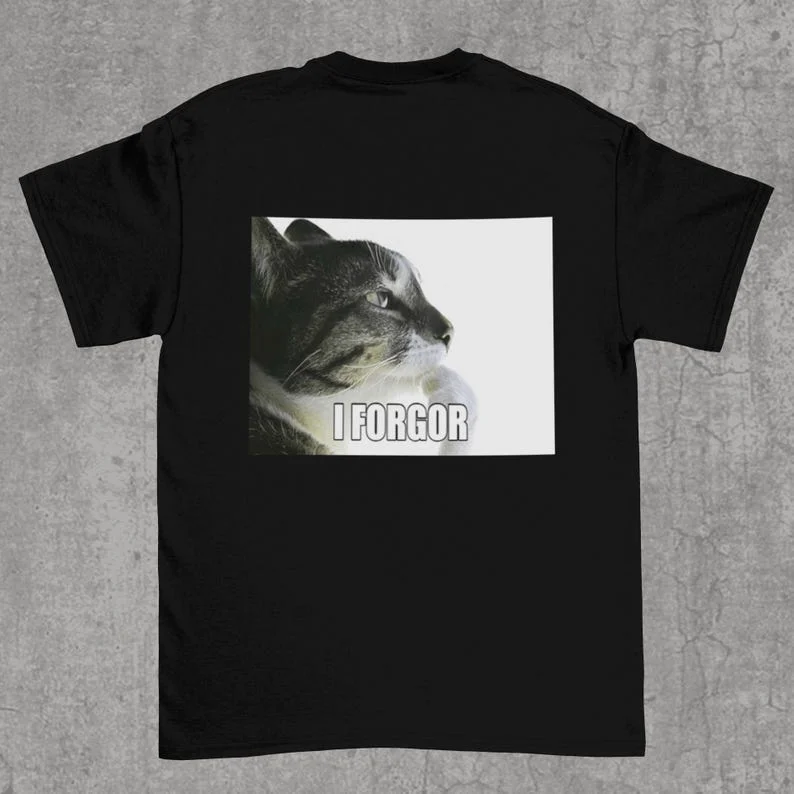 I Forgot Shirt Funny Cat Meme Shirt Cat Thinking Shirt Cat Brooding Shirt Funny Tiktok Meme Funny Graphic T-shirt Street Wear