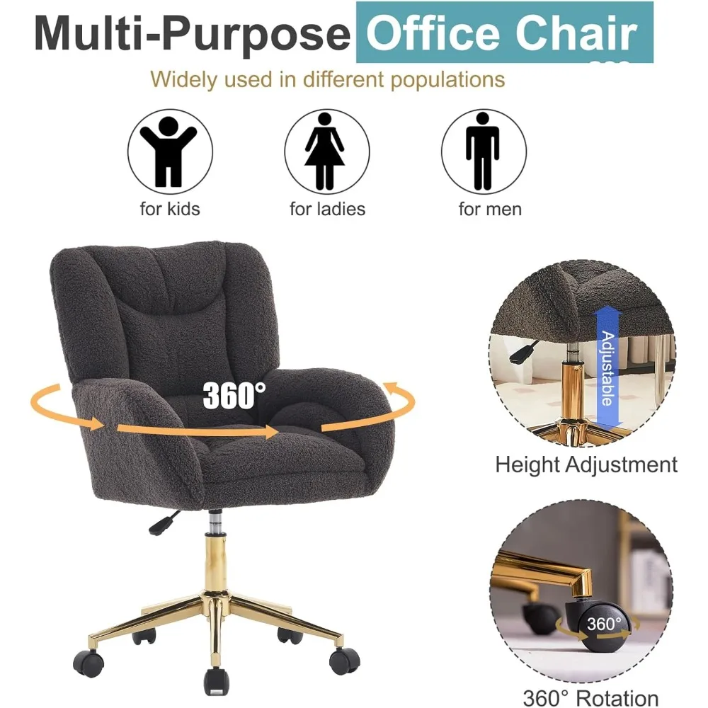 كرسي مكتب كمبيوتر منجد بارتفاع قابل للتعديل مع عجلات، كرسي مهام حديث للاستخدام المكتبي والمنزلي، كرسي مكياج واي فاي