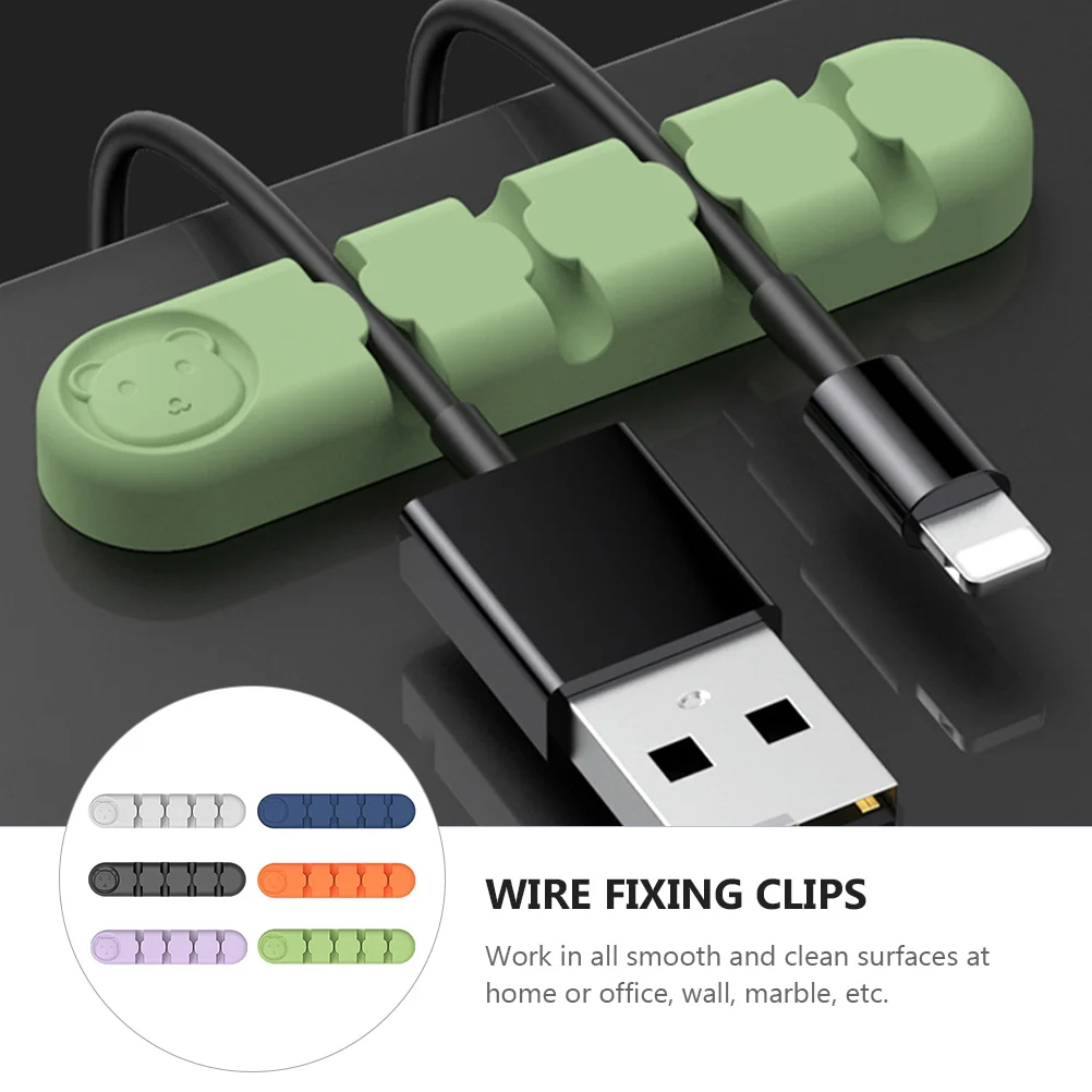 

6 Pcs Wire Fixer Cord Organizer Cable Clips Household Silicone Wrappers Desktop Fixers Earphone Holders Office