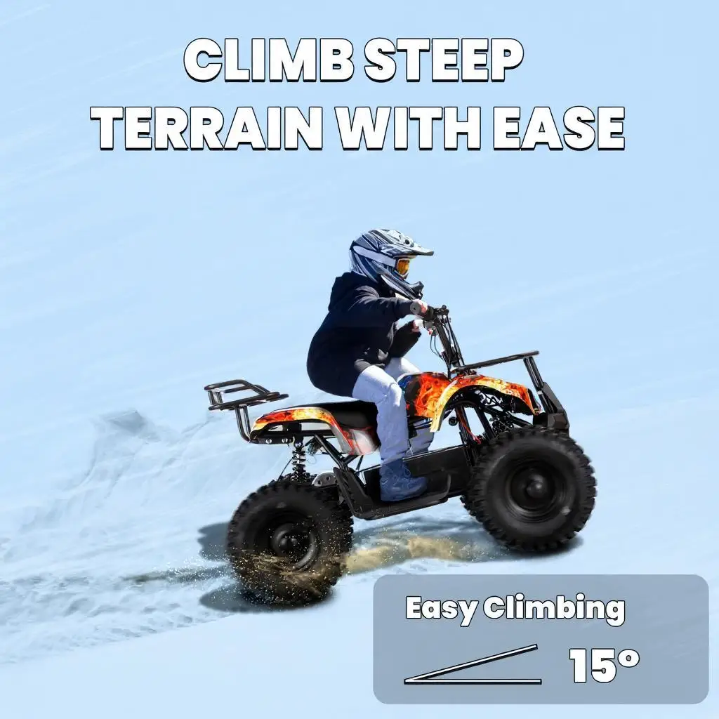 36V Electric Dirt Quad - 500W Brushless Motor, 4 Pneumatic EVA Tires, All-Steel Frame, 3 Shock Absorbers, Adjustable Speed