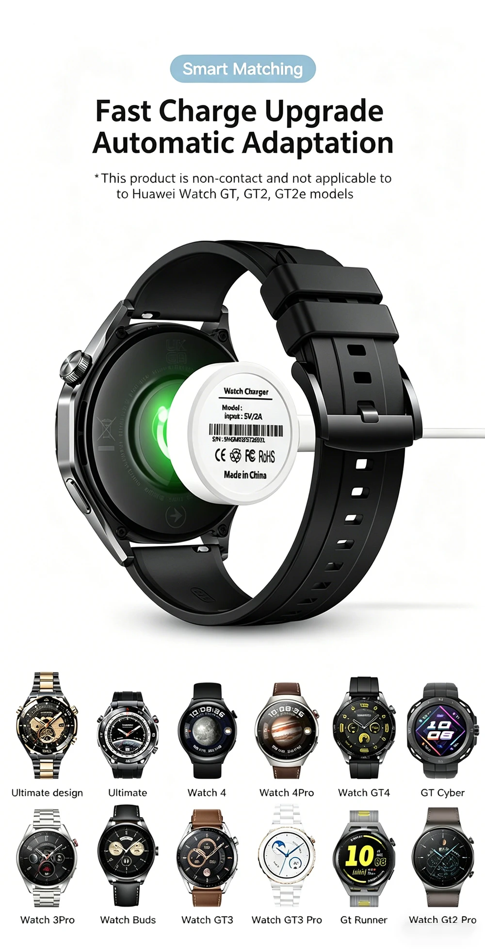 Ladegerät für Huawei Watch, kompatibel mit Huawei GT3, GT6, GT5, GT4 Pro, Buds Ultimate, Cyber Charger, für Huawei Watch 5, 4, 3, magnetische Ladestation – Detail 4