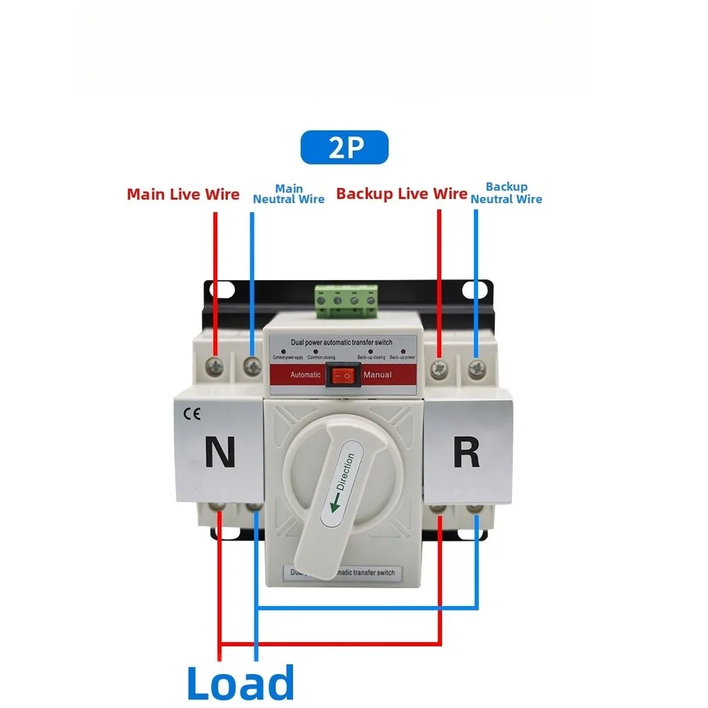 NLQ1-63/2P 63A 2P Automatic Transfer Switch for Industrial Dual Power Systems 230V ABS Material with 4 LED Status Indicators