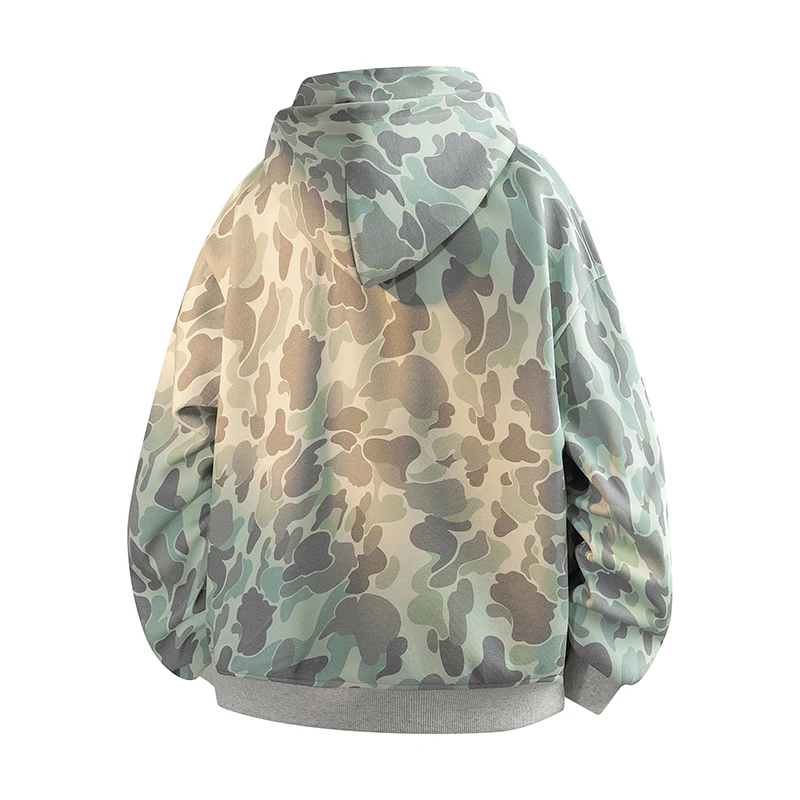 Men Camouflage Hoodie Cardigan Hip Hop Men Streetwear Oversized Camouflage Hooded Zipper Jacket General Clothing