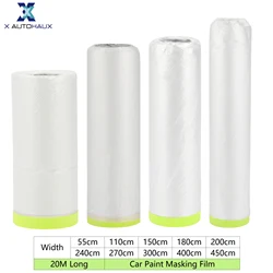 X Autohaux 20M Long 55cm-450cm Width Car Paint Masking Film Protective film Plastic Pre-Taped Masking PE Film Paper Green