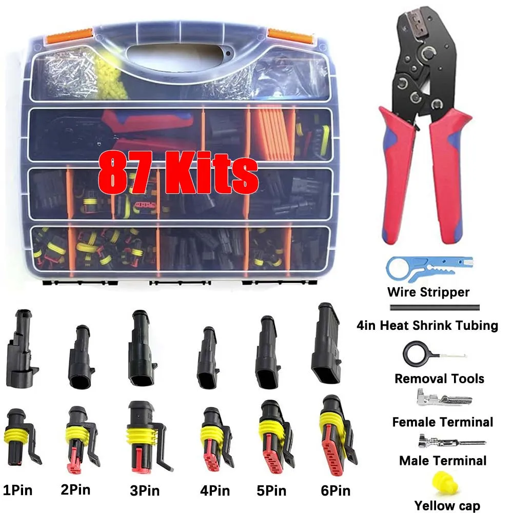 Waterproof Connectors Kit Automotive Wire Connector Electrical In Car Wiring Auto Seal Socket  With Ratcheting Wire Crimper