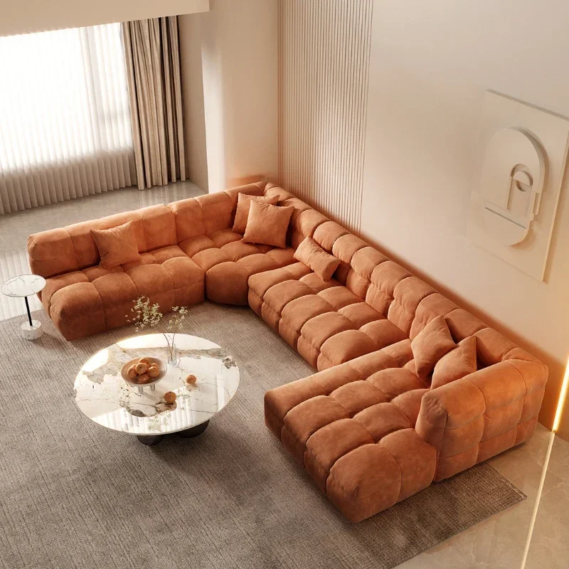 

Large Flat Floor Minimalist Technology Cloth Sofa High Sense Affordable Luxury Style Curved Corner