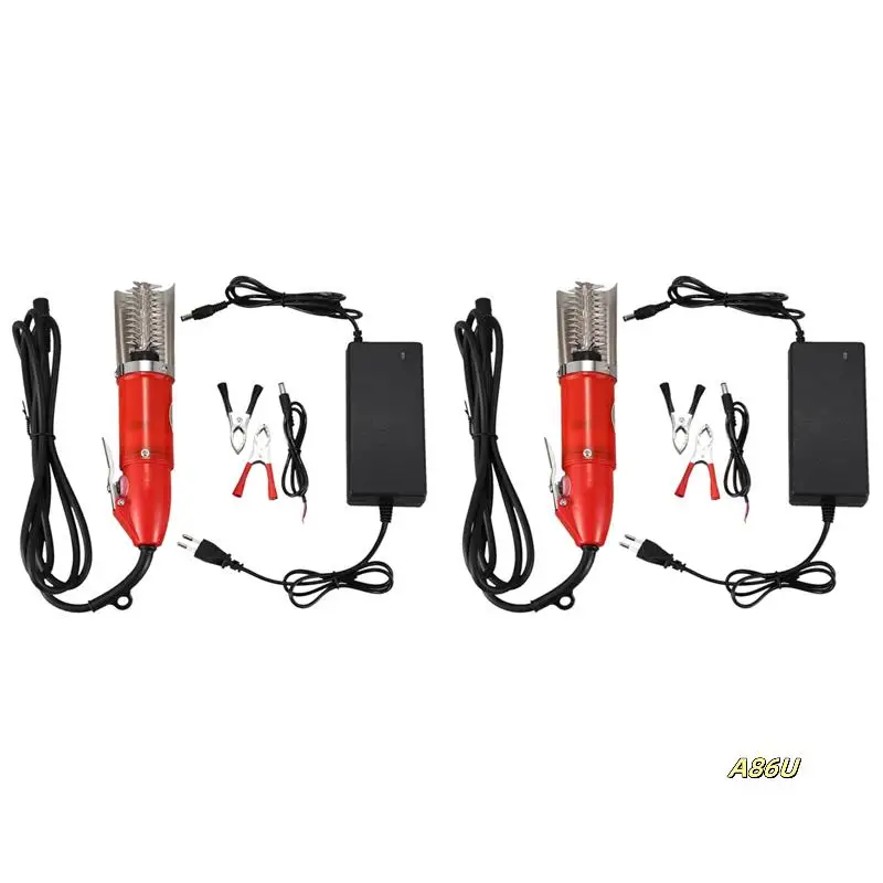 

2X 120W Waterproof Electric Fish Scale Scraper Fishing Scalers Clean Easy Fish Stripper Remover Charging Adapter,Eu Plug