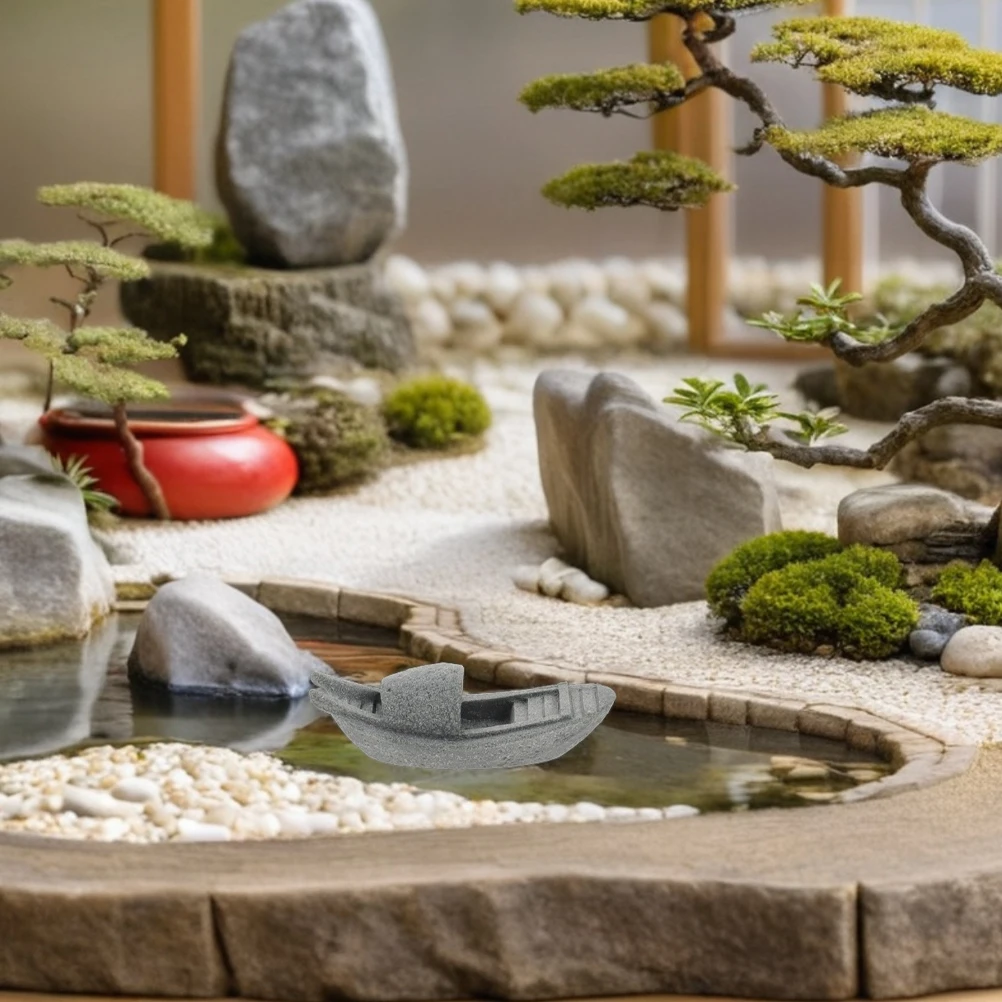 

Micro Landscape Mini Boat Decors Bonsai Grey Powder Dollhouse MiniatureFlowerStone Bridge High Realism Creative