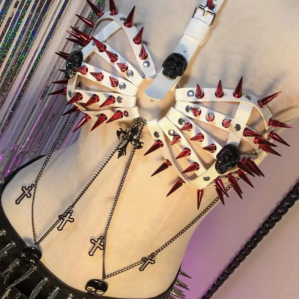 

Готический топ в стиле фейри-готик, кавай, ручной работы, 90-х, Харадзюку, для E-Girls, эмо, эко, Y2K, панк-рок, гранж, DIY, с заклепками, цепями, готический топ-майка