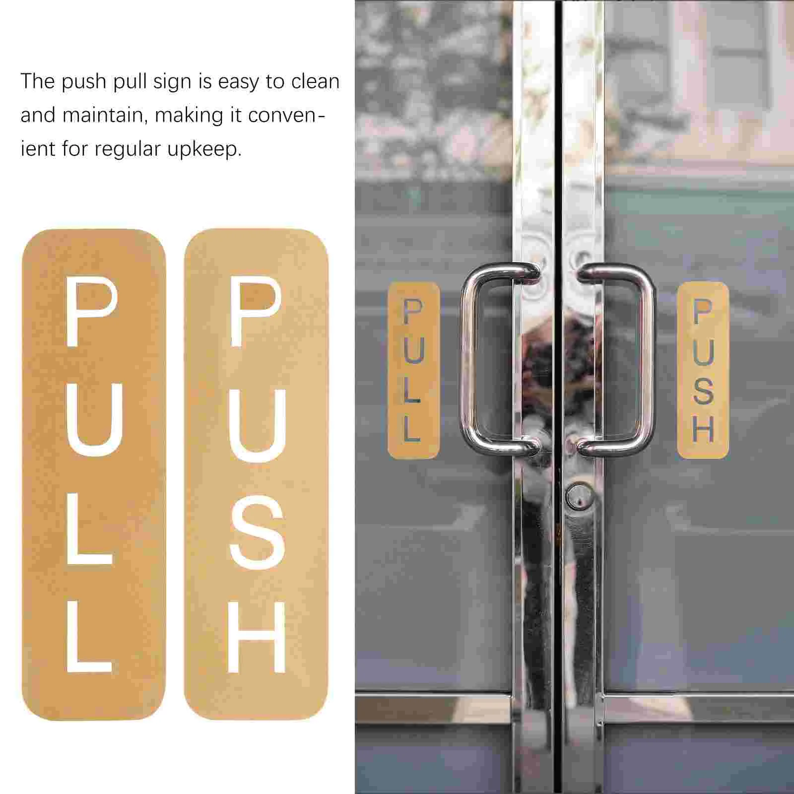 Gold Sliding Door Sticker Pull Push Decal for Home Adhesive Office Signs Stickers