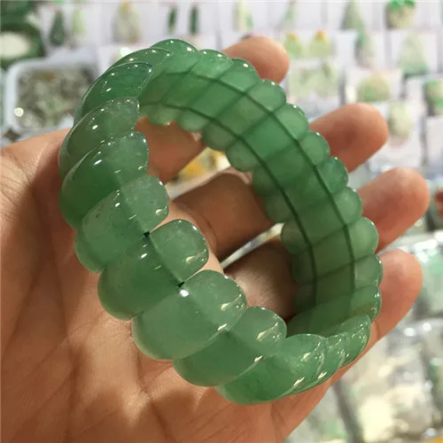 

Natural 100% real green Dongling Jade Long strip beads carved Slub beads bracelets for couples woman men Gift with jade bracelet