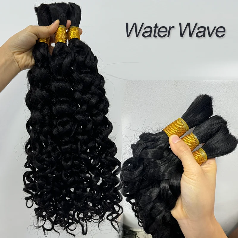 Onda profunda em massa cabelo humano para trança 100g sem trama extensões de cabelo humano natural onda de água em massa para boho tranças sem nós