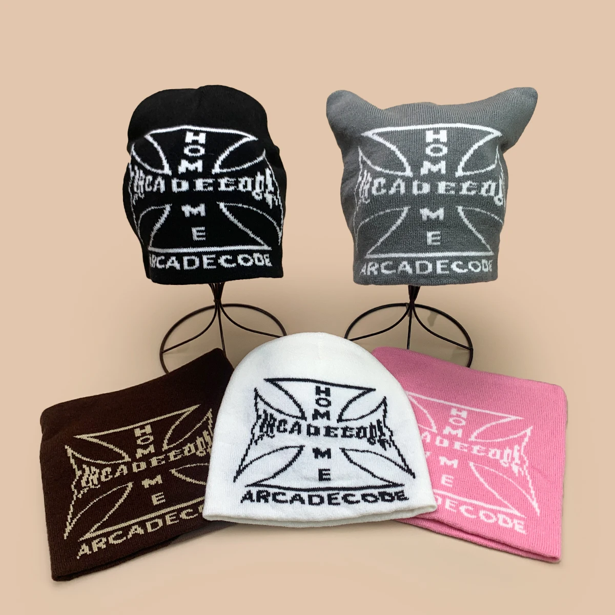 

American Vintage Jacquard Cross Knitted Hats New Men Women Warm Personal Fashion Street Hip-hop Versatile ins Outdoor Beanies