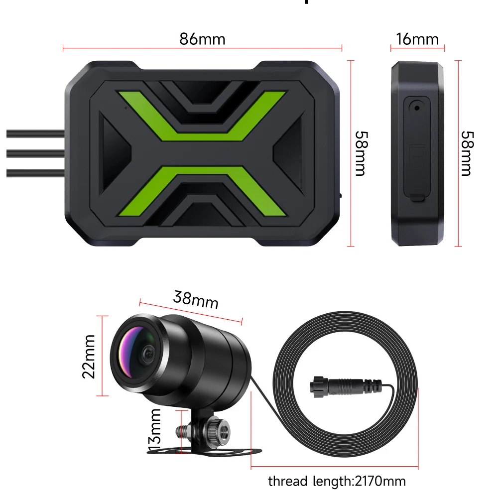 JIUYIN دراجة نارية DVR المزدوج 1080P واي فاي الأمامي والخلفي كاميرا مقاومة للماء مسجل دراجة نارية داش كام دراجة نارية الصندوق الأسود #6