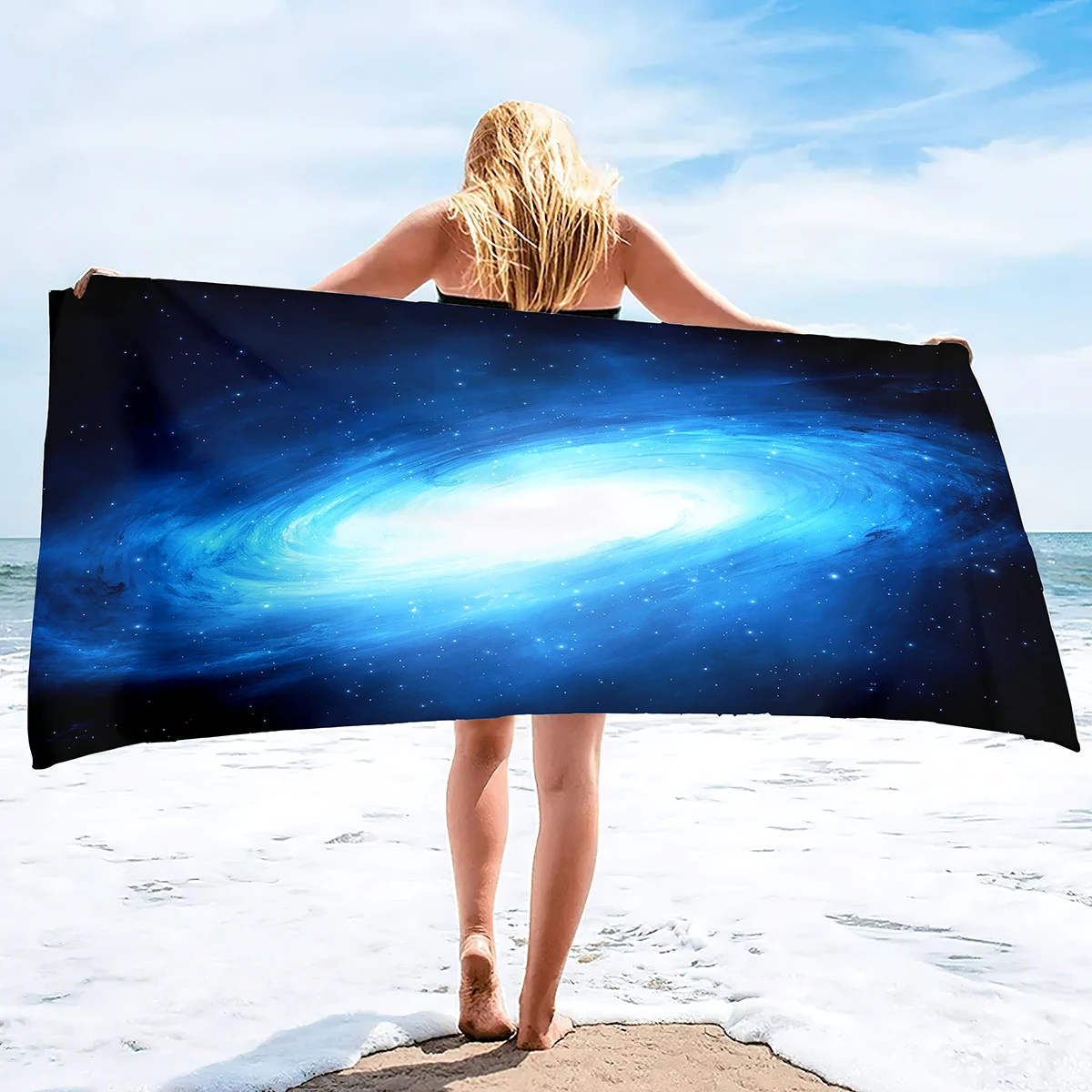 Beautiful Space Galaxy Nebula Stars Beach Towel Microfiber Pool Towel Absorbent Quick Dry Beach Towel Sand Free Blanket for Kids