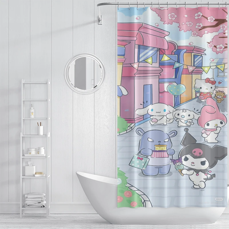 Shower Curtain Cartoon Anime Cinnamoroll New Style Fashion Design Waterproof and Mildew Proof Bathroom Decoration