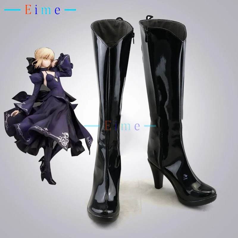 FGO Alter Cosplay Shoes Sabre Cosplay Prop إكسسوارات سوداء بكعب عالٍ أحذية كرنفال الهالوين مصنوعة حسب الطلب #1