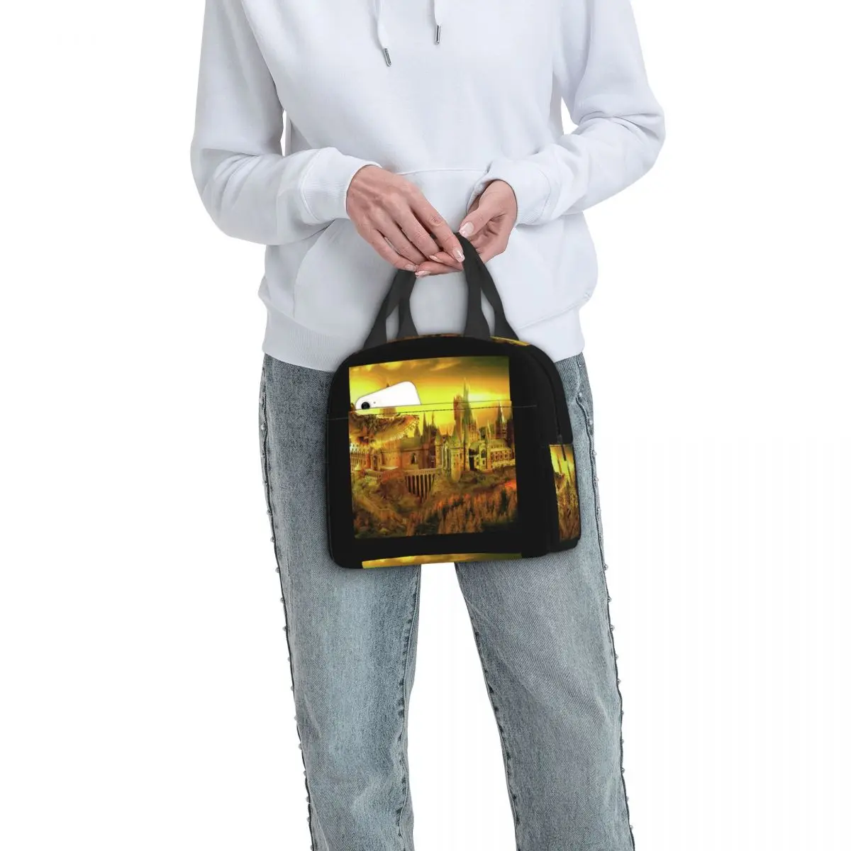 مخصص H-هاريز الحرارية معزول حقيبة الغداء هوجورتس الذهبي البومة قابلة لإعادة الاستخدام حقيبة الغداء للعمل مدرسة السفر تخزين عبوة طعام #6