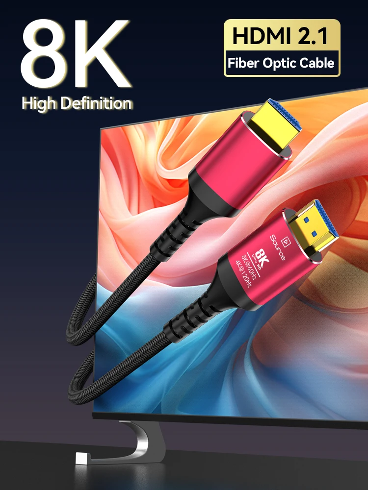 Câble HDMI 2.1 fibre optique 8K HDMI 8K60hz 4K120hz HDCP eARC 48Gbps cordon Ultra HDMI pour Apple-TV Dolby-Vision-Atmos PS5 4080 4090