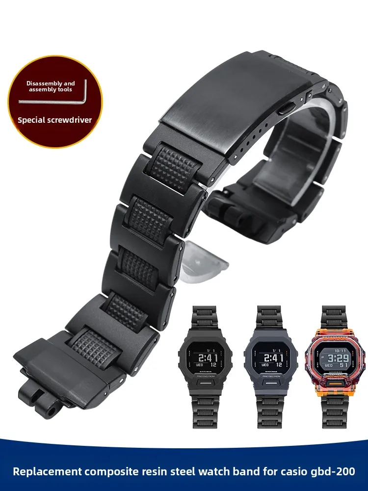Suitable for Casio GBD-200-1/2/9 GBD-200SM Modified Lightweight Composite Plastic Steel Watch Strap