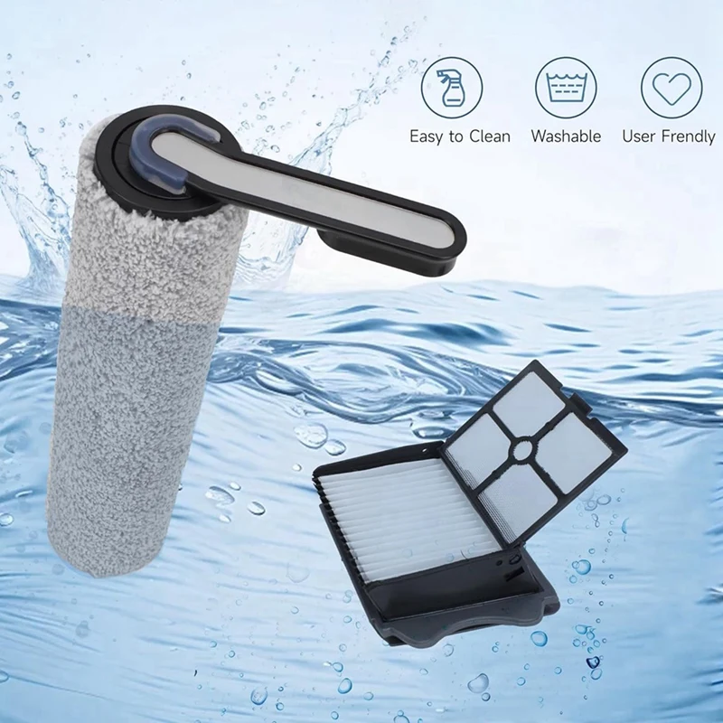 AB43-For Tinece Floor ONE S5/Floor One S5 Pro 2 مكنسة كهربائية رطبة وجافة لاسلكية، 2 بكرات فرشاة ومرشحين HEPA