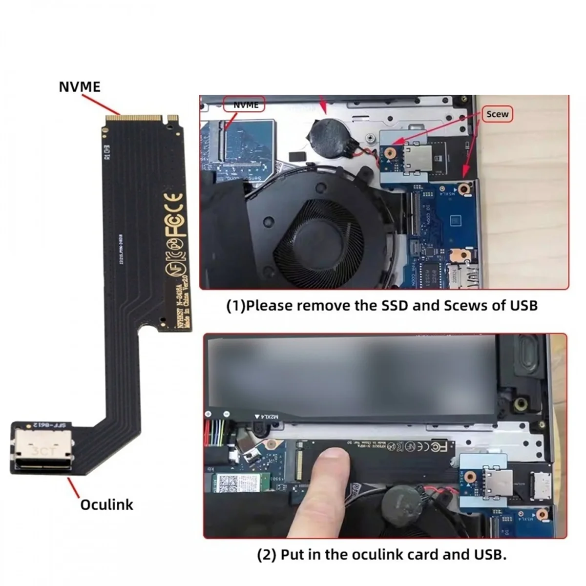 Diskon Besar PCI-E 3.0 4.0 M.2 M-key Ke Oculink SFF-8611 SFF-8612 Adaptor Host untuk 2024 ThinkBook 16 + AMD8845 Kartu Grafis Eksternal