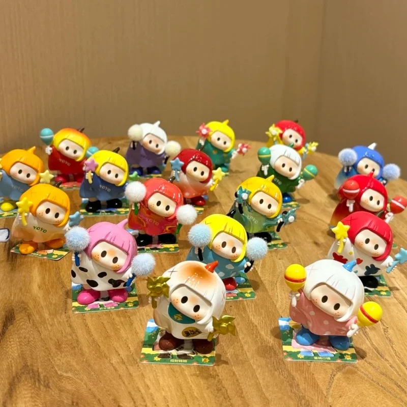 Genuíno em estoque yoyo bonito cabeça torto série caixa cega item na moda ornamento de mesa cabeça abóbora mini boneca presente aniversário da menina