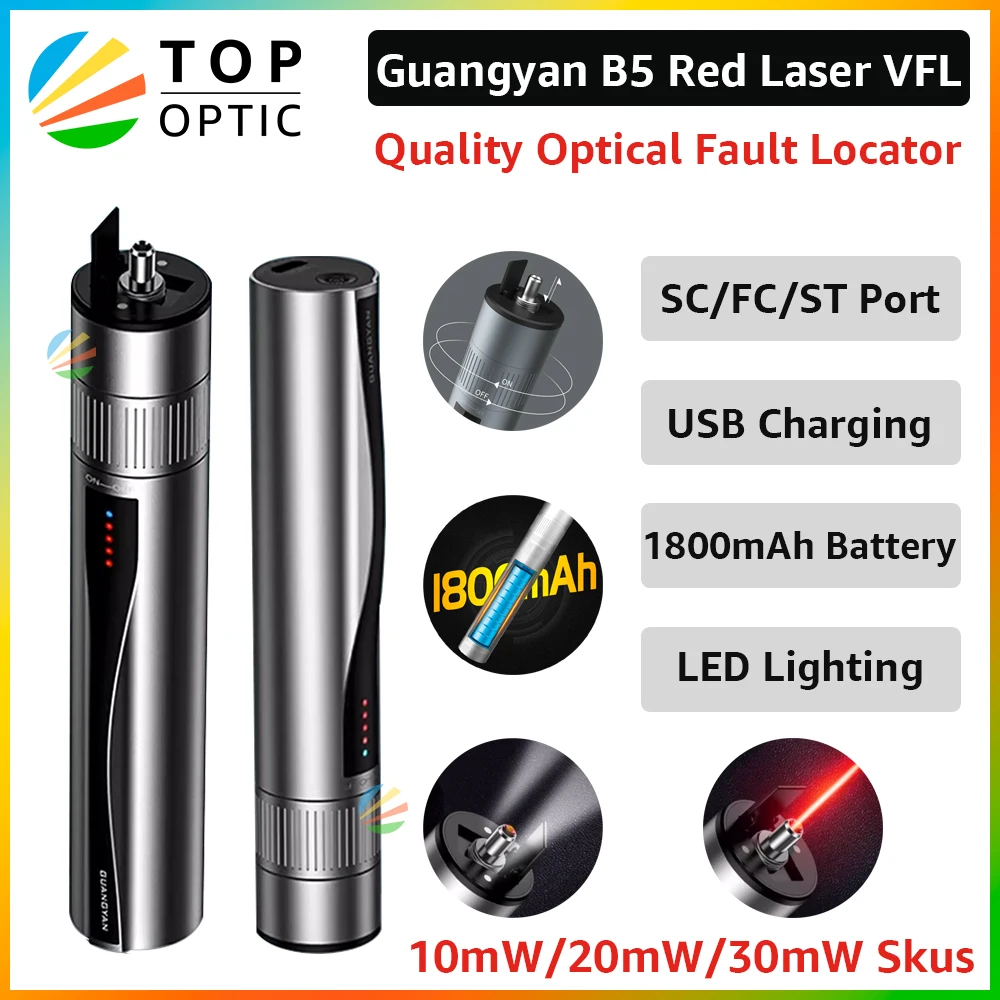 B5 Visual Fault Locator Kit 30mW 30KM VFL Optical Fiber Red Light Pen for Network Cable Test Optic Source Tester Detector Meter