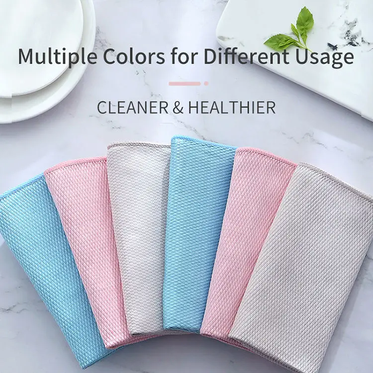 Microfiber Fish Scale Dishcloths Kitchen Super Absorbent Oil-proof Washing Rag Glass Window Wipe Cloth Household Cleaning Cloths