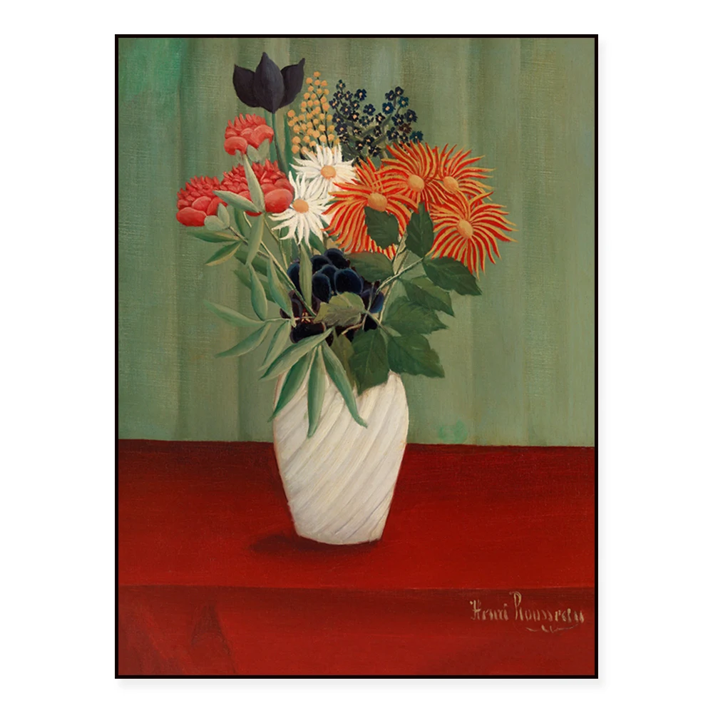 Henri Rousseau vase exhibition prints, bouquets with Chinese asters and Tokyo Wall Art home decor posters